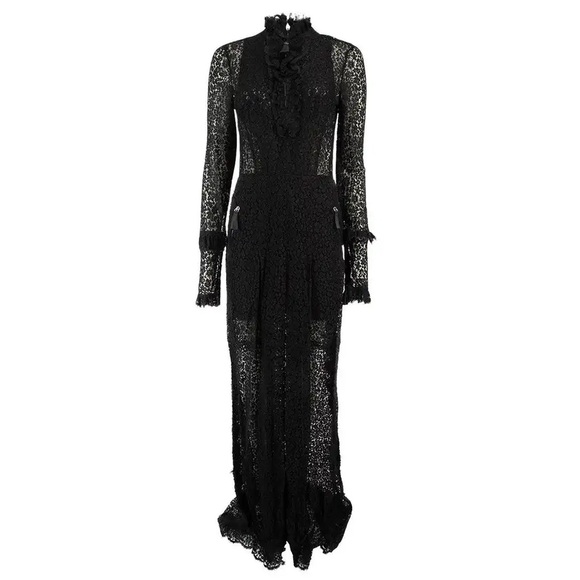 Alessandra Rich Lace Zipper Front Closure Black Gown - Picture 3 of 12
